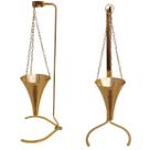 Cachepot Aluminio Anodizado Dourado Corneta C/ Pedestal 80cm