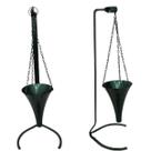Cachepot Aluminio Anodizado Verde Corneta Com Pedestal 80cm
