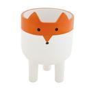 Cachepot Branco E Laranja Em Cerâmica 10cm