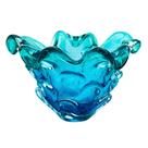 Cachepot Centro de Mesa Vaso Decorativo Azul Esmeralda Cristal Murano São Marcos 22x32cm