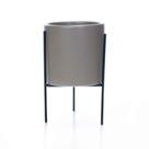 Cachepot Cinza Com Suporte Em Metal M 13x8cm