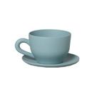 Cachepot Consumê com Pires Decorativo em Cerâmica Home G Indigo Claro