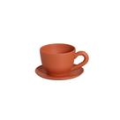 Cachepot Consumê com Pires Decorativo em Cerâmica Home P Terracota