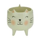 Cachepot de Cerâmica Charmy Feet Cat Branco 11,6 X 12,1cm