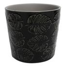 Cachepot de ceramica costela de adao preto 12,2cm x 12,2cm x