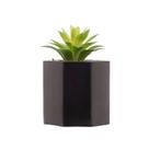 Cachepot de Cimento com Suculenta Geometrico Preto 7,5cm 61571 - Wolff