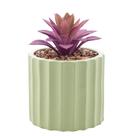 Cachepot de Cimento com Suculenta Lines Verde Claro 10cm x 17,5cm - Wolff