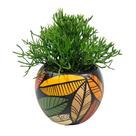 Cachepot Decorativo de Cerâmica Bola Pintura Orgânica Folhas M