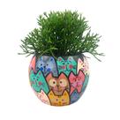 Cachepot Decorativo de Cerâmica Bola Pintura Orgânica Gatinhos M