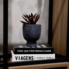 Cachepot Decorativo Em Cerâmica Flocos Preto 14x11 cm M02 - D'Rossi Cachepot Decorativo Em Cerâmica Flocos Preto 14x11 cm M02 - D'Rossi