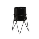 Cachepot Decorativo em Cerâmica Home com Suporte P Preto