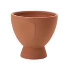 Cachepot Decorativo Em Cerâmica Rosto Plantas Terracota 18 cm M02 - D'Rossi