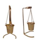 Cachepot Dourado Anodizado Convencional Pedestal 24cm Lindo