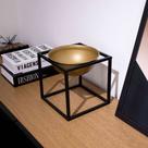 Cachepot Em Cerâmica Dourado Com Base de Metal Preto 21cm E02 - D'Rossi