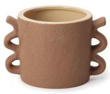 CACHEPOT EM CERAMICA MARROM COM ONDULAÇOES 13,5cm - Mart