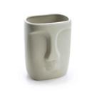 Cachepot Em Cerâmica Rosto Cinza 17x14cm