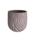 Cachepot em cimento com detalhes em branco - G - Mart Cachepot em cimento com detalhes em branco - G - Mart