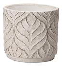 Cachepot Em Cimento Off White Textura Folhas 16x14,5cm Mart