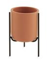 Cachepot em cimento terracota com suporte em metal tamanho m