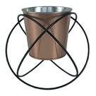 Cachepot em metal cobre e prateado 20cm x 17,5cm x 16,4cm