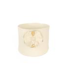 Cachepot Giverny Gold em Porcelana Com Flores Aplicadas e Ouro P