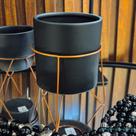 Cachepot M Black Com Suporte Rose Cerâmica Fosca Elegante