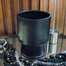Cachepot M Cilíndrico Black Cerâmica Fosca Elegante