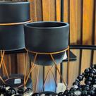 Cachepot P Black Com Suporte Rose Cerâmica Fosca Elegante