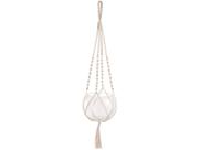 Cachepot Pendente Em Vidro e Macrame Branco 80x20 cm M02 - D'Rossi