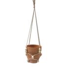 Cachepot pendente terracota em ceramica c/ alça em corda