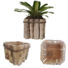 Cachepot Quadrado Rustico Madeira de Cafe Para Flores Tam. G