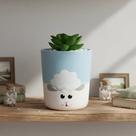 Cachepot Suculenta ou Decoração Mesa Ovelha Azul Bebe