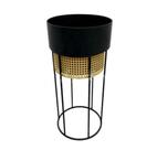 Cachepot Suspenso Maior Metal Detalhes Rattan Luxo