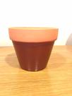 Cachepot vermelho com borda de ceramica