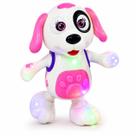 Cachorrinho Dançante Rosa Brinquedo para Crianças com Luzes LED e Música Brinquedo Interativo