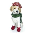 Cachorrinho Natalino com Boina e Cachecol Branco Decorativo 18cm Cachorrinho Natalino com Boina e Cachecol Branco Decorativo 18cm