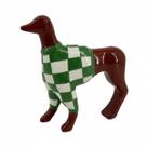 Cachorro Decorativo em Cerâmica Suéter Xadrez Verde Branco 20cm Cachorro Decorativo em Cerâmica Suéter Xadrez Verde Branco 20cm