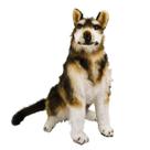 Cachorro Pelúcia Sentado Peludo Realista Decoração 71cm