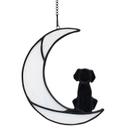 Cachorro pendurado em janela de vitral no Moon Suncatcher