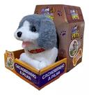 Cachorro Playfull Pets Cinza Com Osso Anda e Late - Toyng