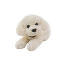 Cachorro Poodle De Pelúcia Branco Com Laço Deitado 37cm