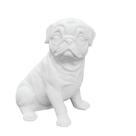 Cachorro Pug branco 3D - 12 cm