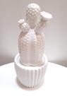 Cacto decor. cerâmica norton branco 21 cm de altura