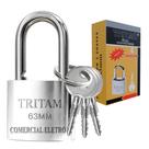 Cadeado Grande 63mm Tritan Chave Tetra Proteção Antifurto Cadeado Robusto e Reforçado