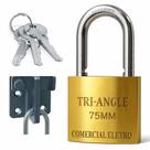 Cadeado Grande 75MM Robusto Resistente Antifurto Tritan Com 03 Chaves
