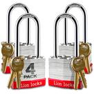 Cadeado Lion Locks com chave, manilha de 5 cm, pacote com 4 chaves