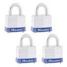 Cadeado Master Lock 3QLD em aço laminado externo com chave, pacote com 4 Cadeado Master Lock 3QLD em aço laminado externo com chave, pacote com 4