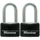 Cadeado Master Lock, alumínio revestido de vinil preto 141TLF, pacote com 2 unidades