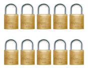Cadeado Papaiz 25mm Cr25 Seguro 2 Chaves Dourado Kit 10 Pçs