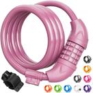 Cadeado para bicicleta Titanker com cabo de 1,2 cm, 1,2 m, combinação, rosa